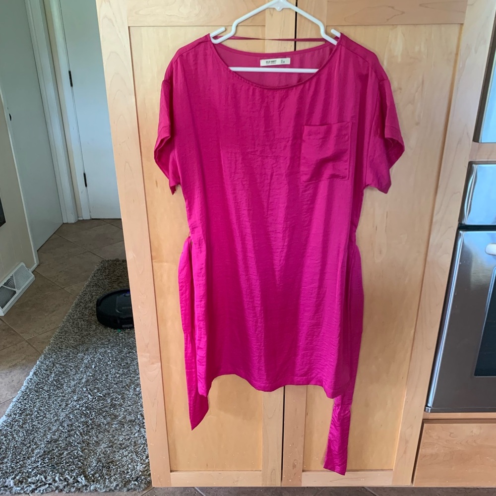 Hot pink tunic/ dress with belt